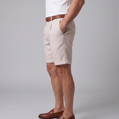 Men's Pleated Turn-Up Shorts for Smart-Casual Style