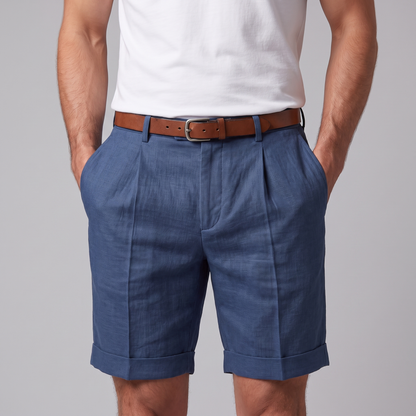 Men's Pleated Turn-Up Shorts for Smart-Casual Style