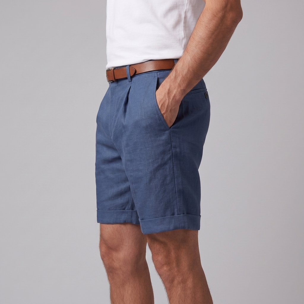 Men's Pleated Turn-Up Shorts for Smart-Casual Style
