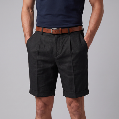 Men's Pleated Turn-Up Shorts for Smart-Casual Style