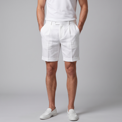 Men's Pleated Turn-Up Shorts for Smart-Casual Style