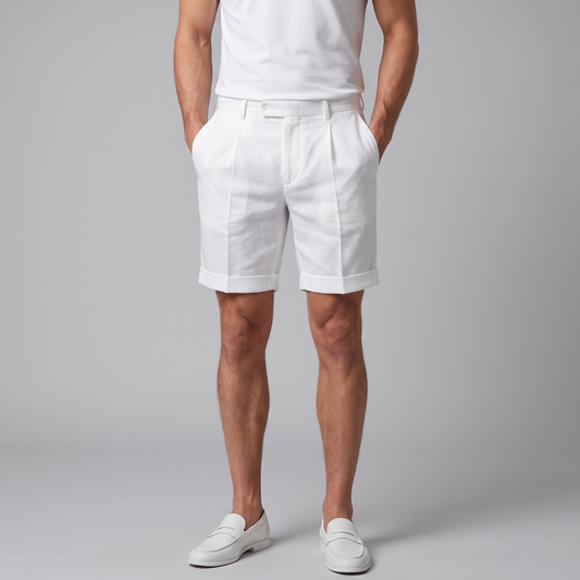 Men's Pleated Turn-Up Shorts for Smart-Casual Style