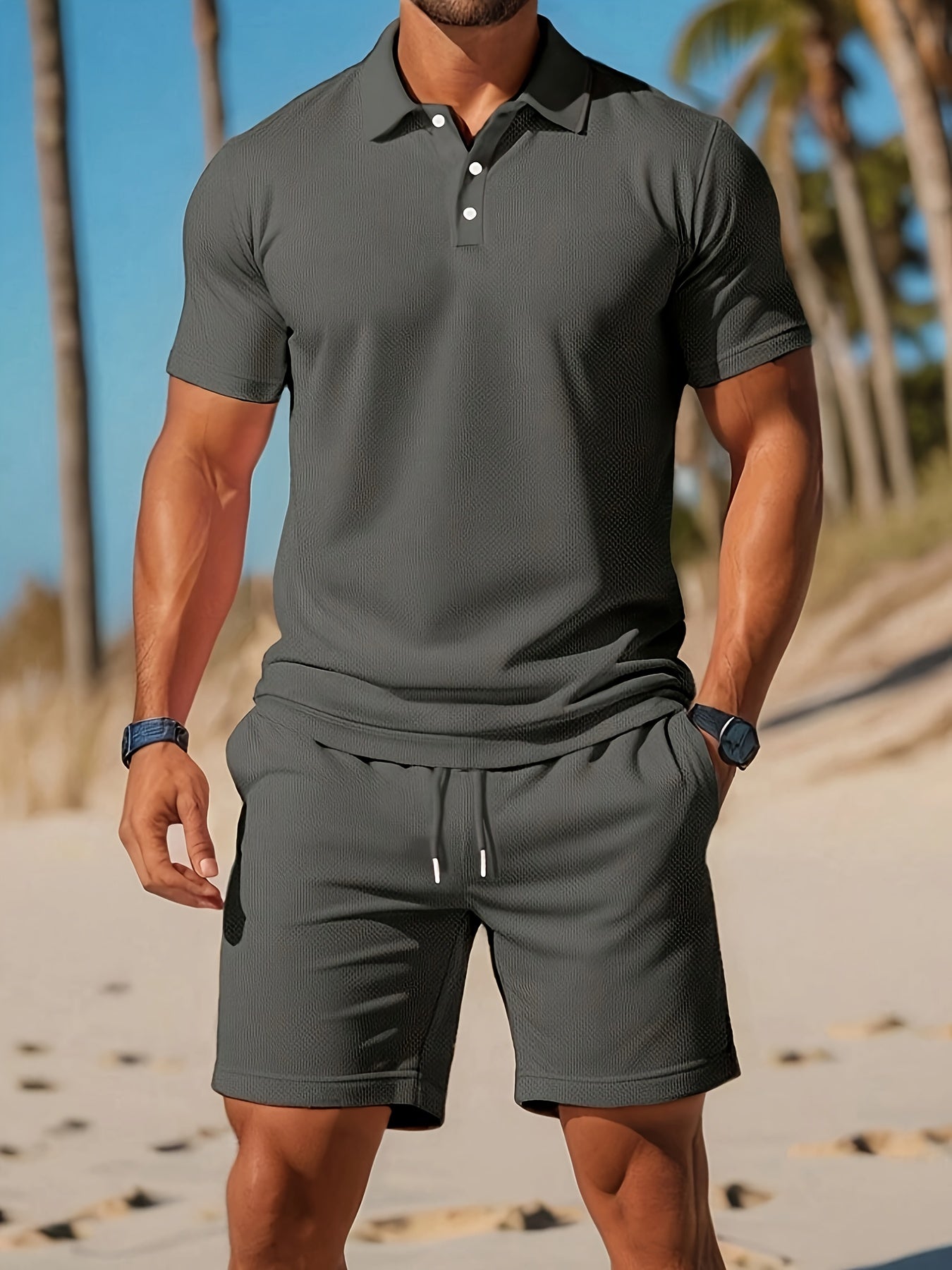 Men's Polo Shirt and Shorts Set