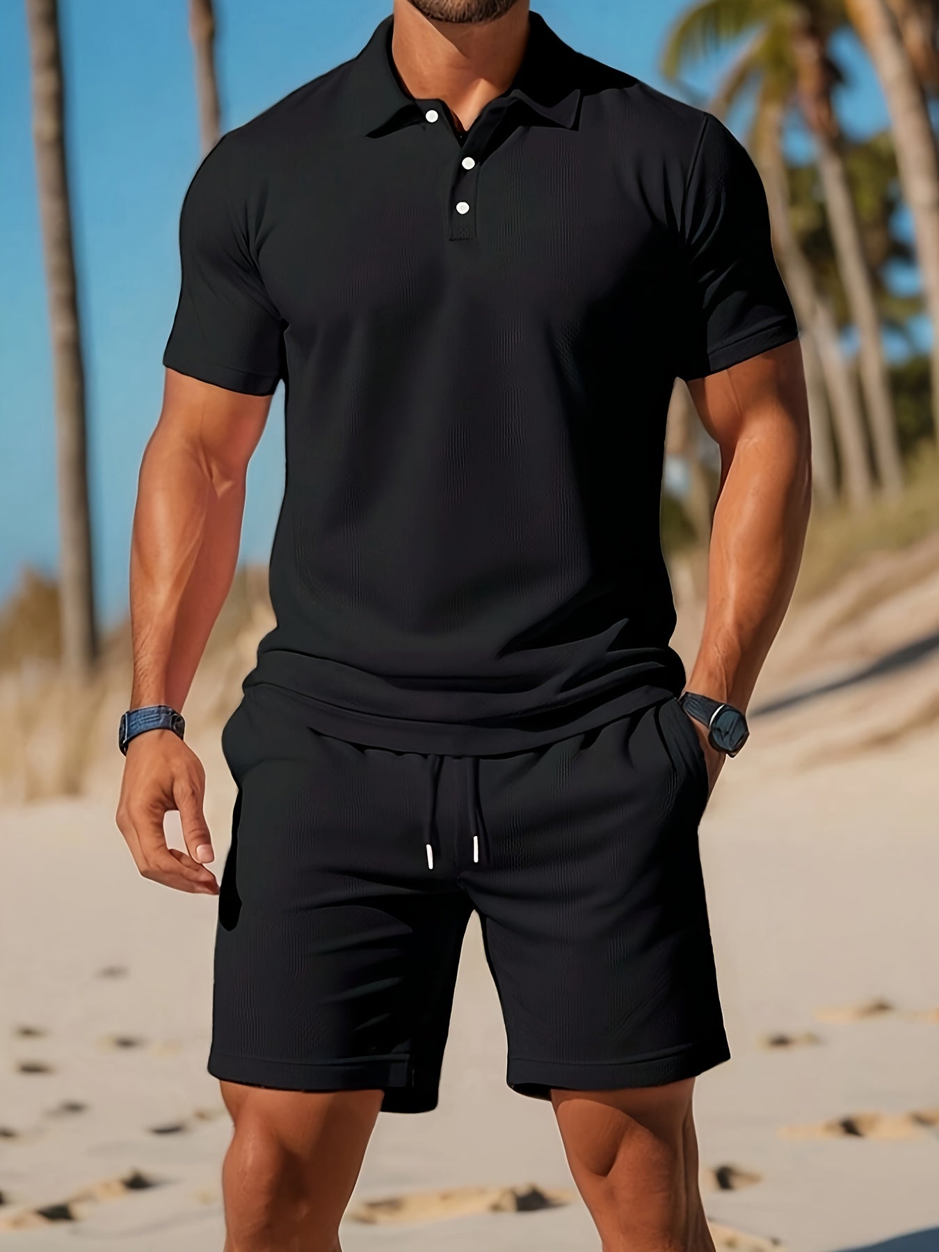 Men's Polo Shirt and Shorts Set
