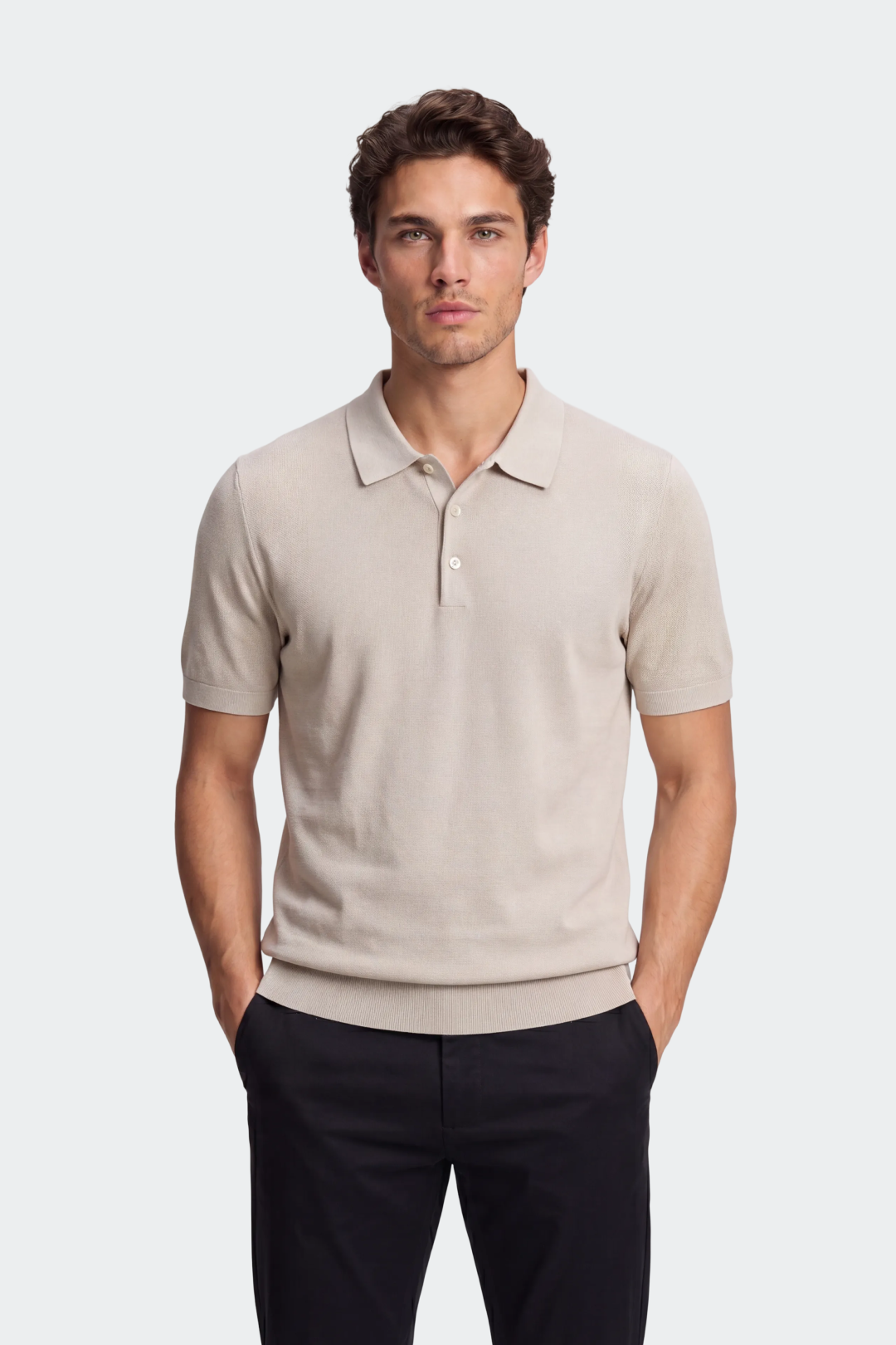 Men's Polo Shirt with Silk Blend