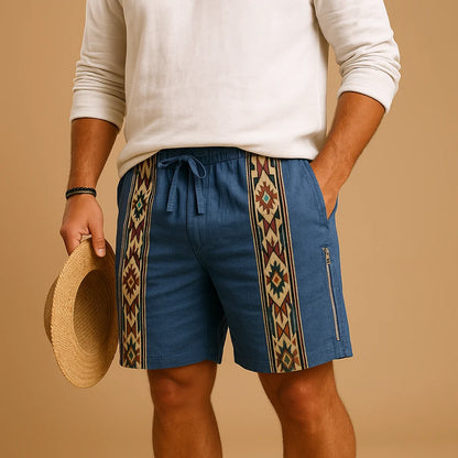 Men's Printed Elastic Waist Shorts with Adjustable Fit