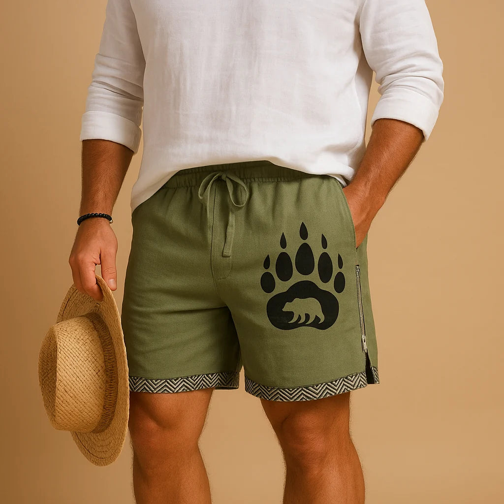 Men's Printed Elastic Waist Shorts with Adjustable Fit