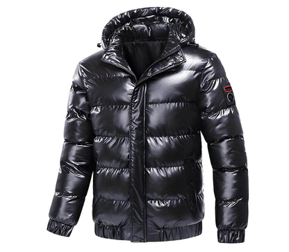 Men's Puffer Jacket with Detachable Hood for Winter Wear