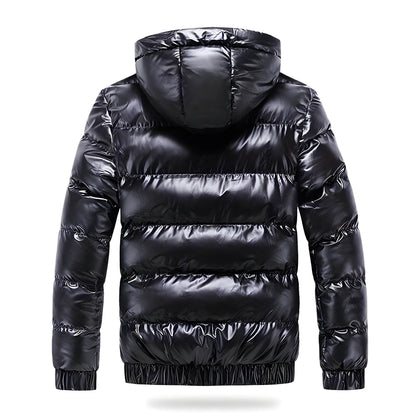 Men's Puffer Jacket with Detachable Hood for Winter Wear