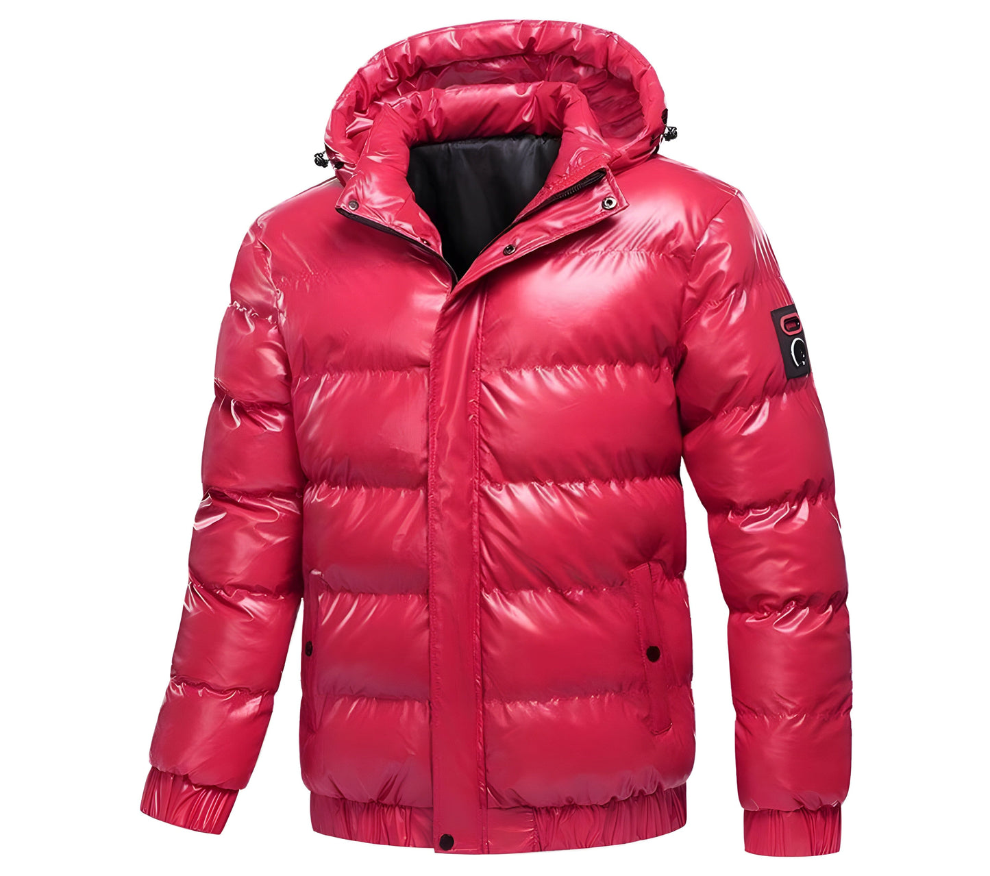 Men's Puffer Jacket with Detachable Hood for Winter Wear