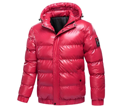 Men's Puffer Jacket with Detachable Hood for Winter Wear