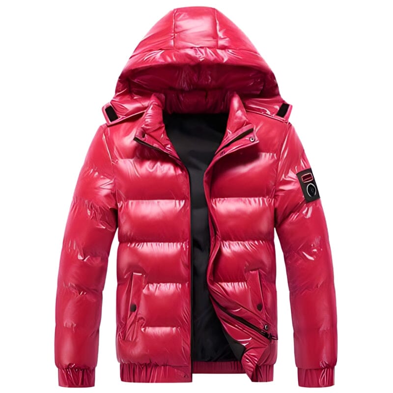 Men's Puffer Jacket with Detachable Hood for Winter Wear
