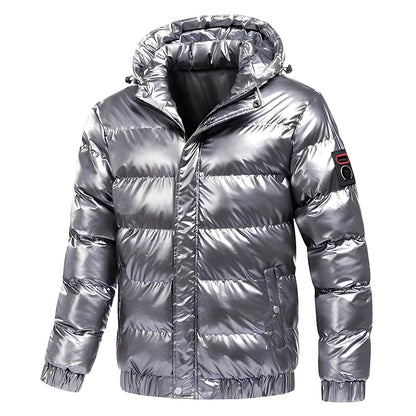 Men's Puffer Jacket with Detachable Hood for Winter Wear