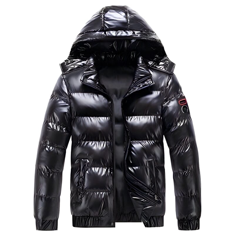 Men's Puffer Jacket with Detachable Hood for Winter Wear