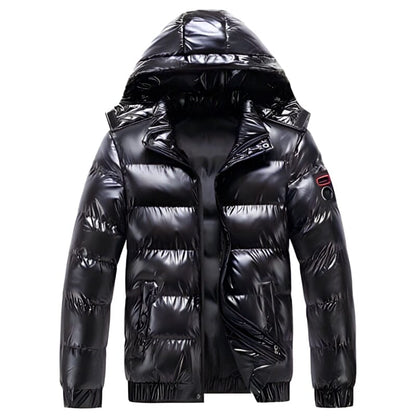 Men's Puffer Jacket with Detachable Hood for Winter Wear