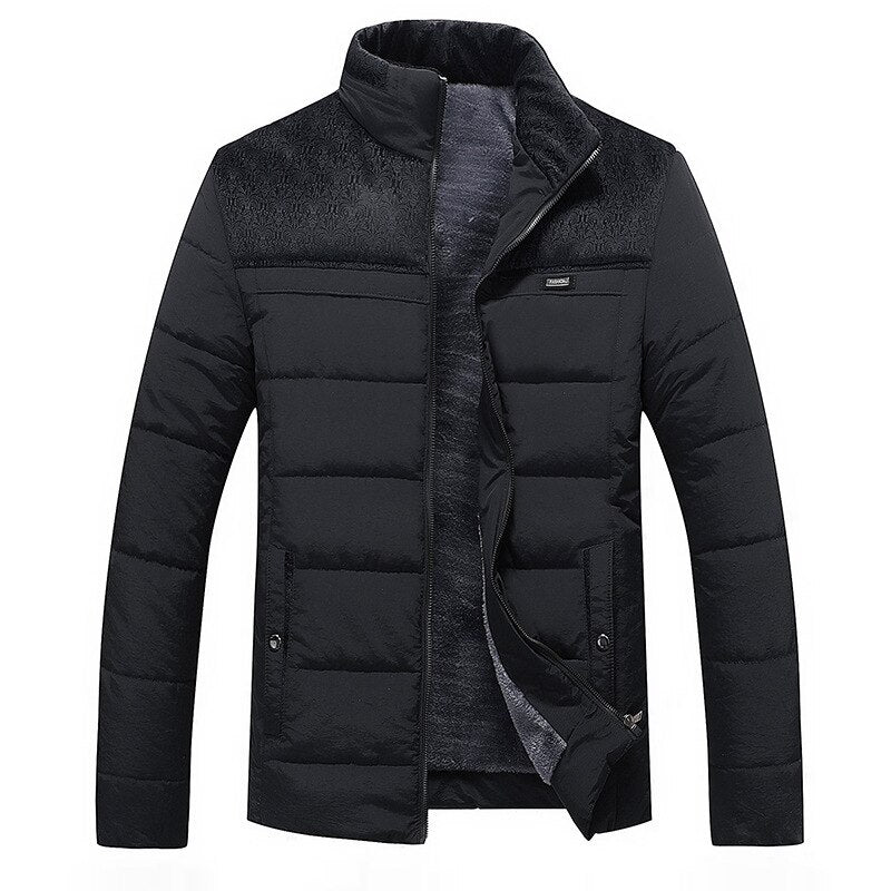 Men's Puffer Jacket with Upright Collar for Winter Wear