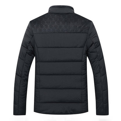 Men's Puffer Jacket with Upright Collar for Winter Wear