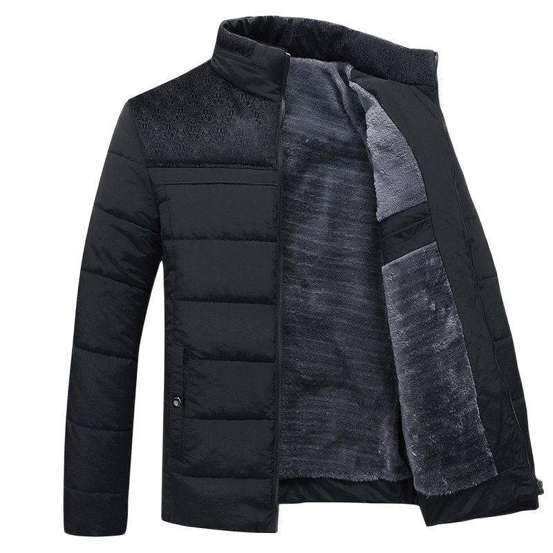 Men's Puffer Jacket with Upright Collar for Winter Wear