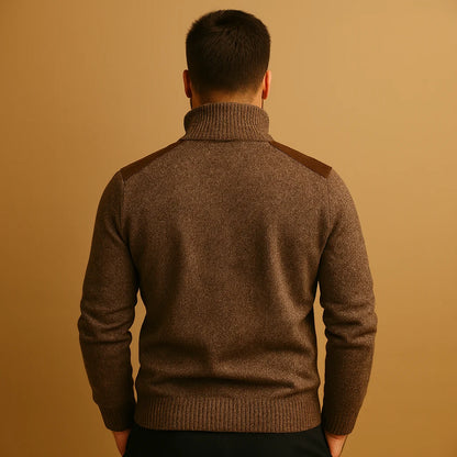 Men's Pullover Sweater with Collar and Chest Pocket