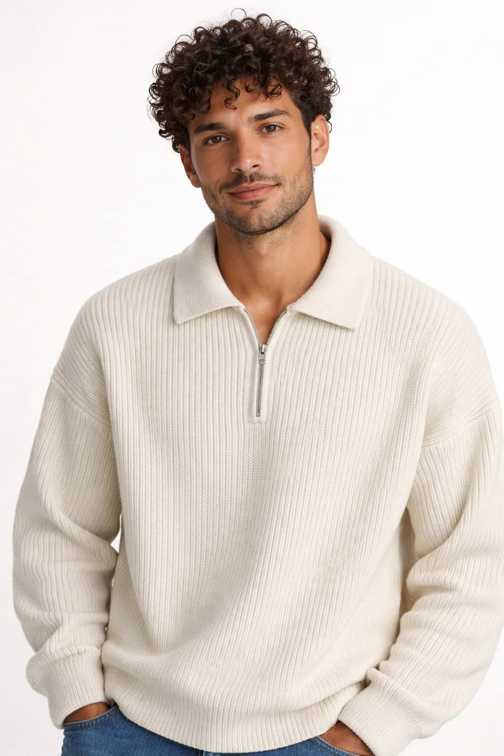 Men's Quarter Zip Knit Sweater