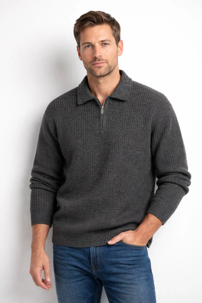 Men's Quarter Zip Knit Sweater