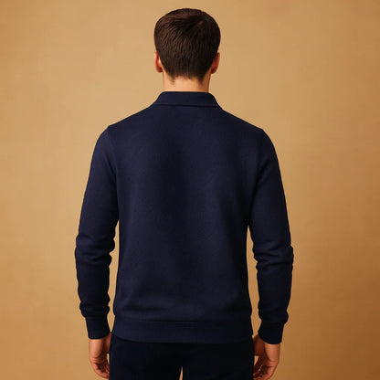 Men's Quarter Zip Polo Sweater with Geometric Print