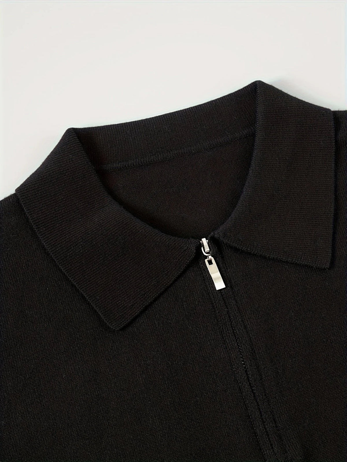 Men's Quarter Zip Polo Sweater with Soft Knit Texture