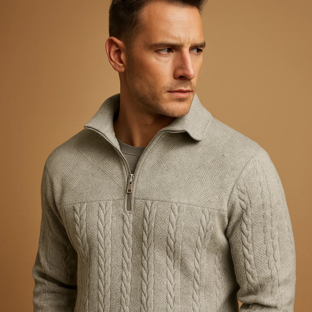 Men's Quarter Zip Pullover with Relaxed Fit
