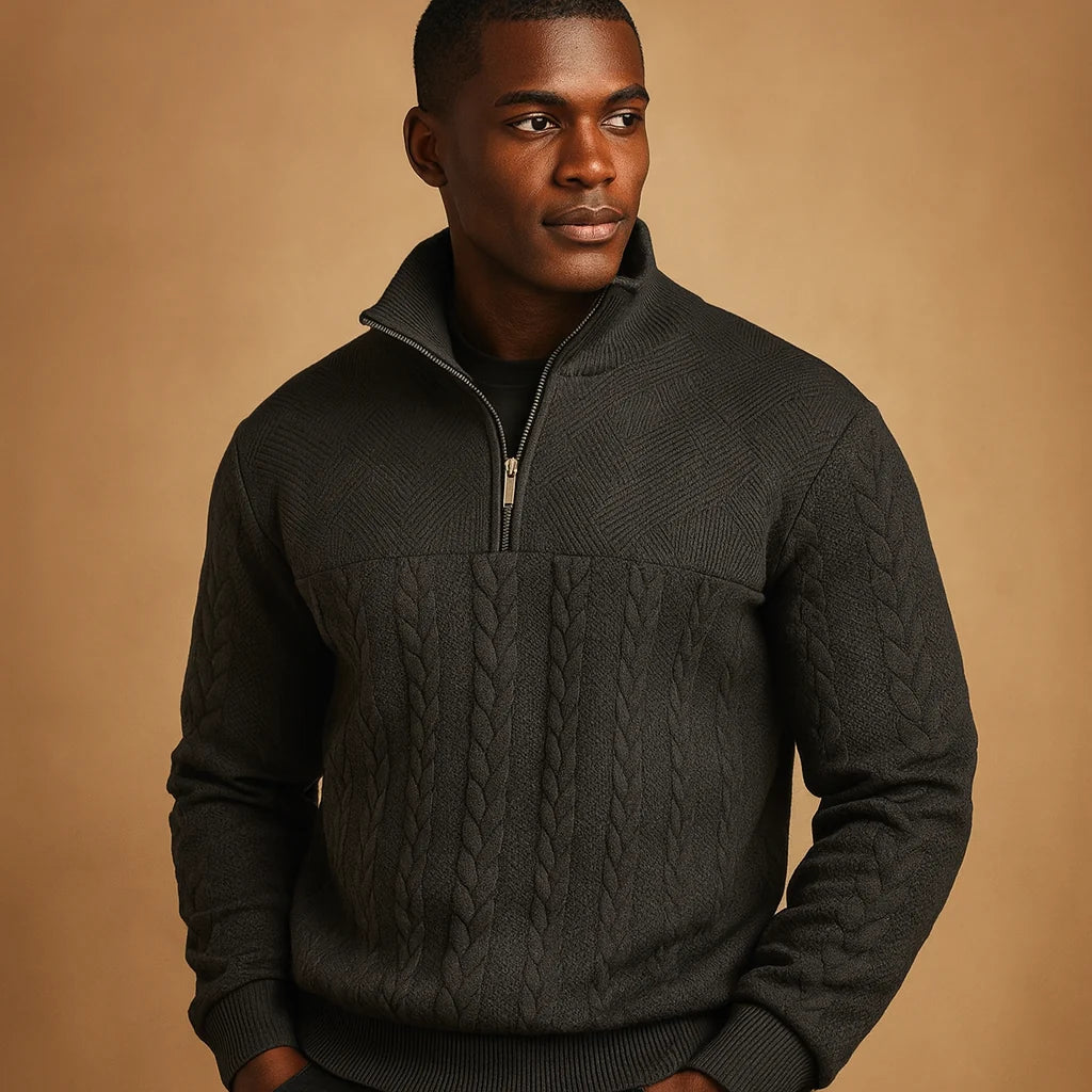 Men's Quarter Zip Pullover with Relaxed Fit