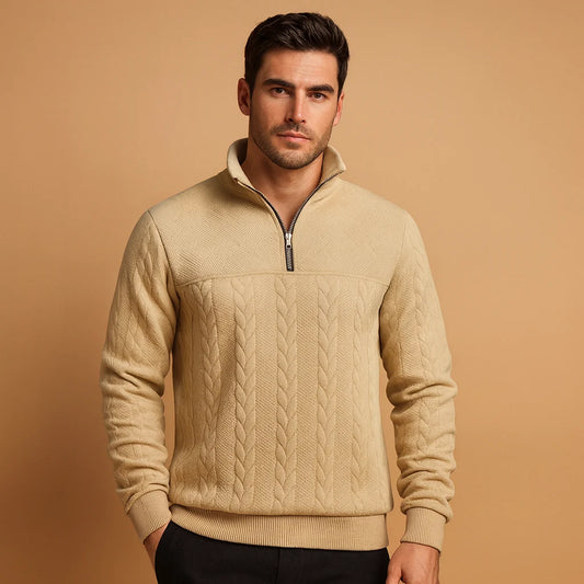 Men's Quarter Zip Pullover with Relaxed Fit