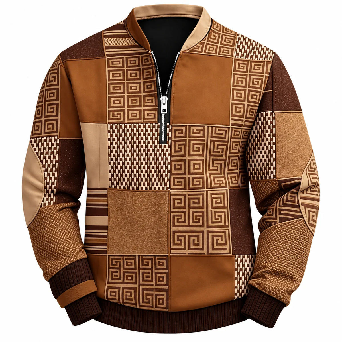 Men's Quarter-Zip Pullover with Stripe Design