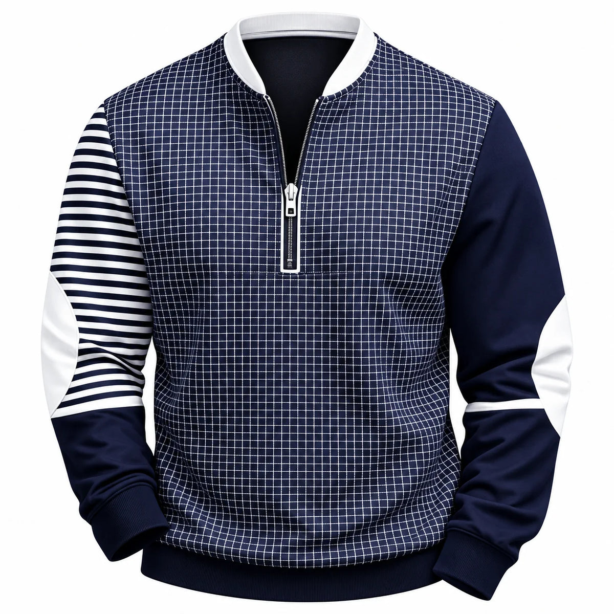 Men's Quarter-Zip Pullover with Stripe Design