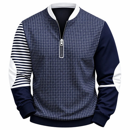 Men's Quarter-Zip Pullover with Stripe Design