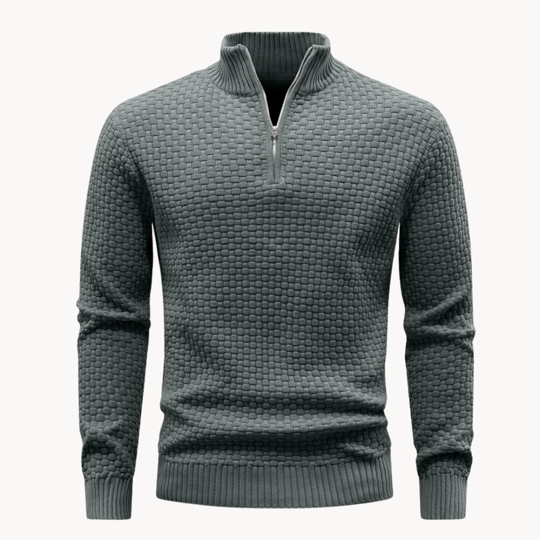 Men's Quarter Zip Sweater - Knit Casual Layering Top