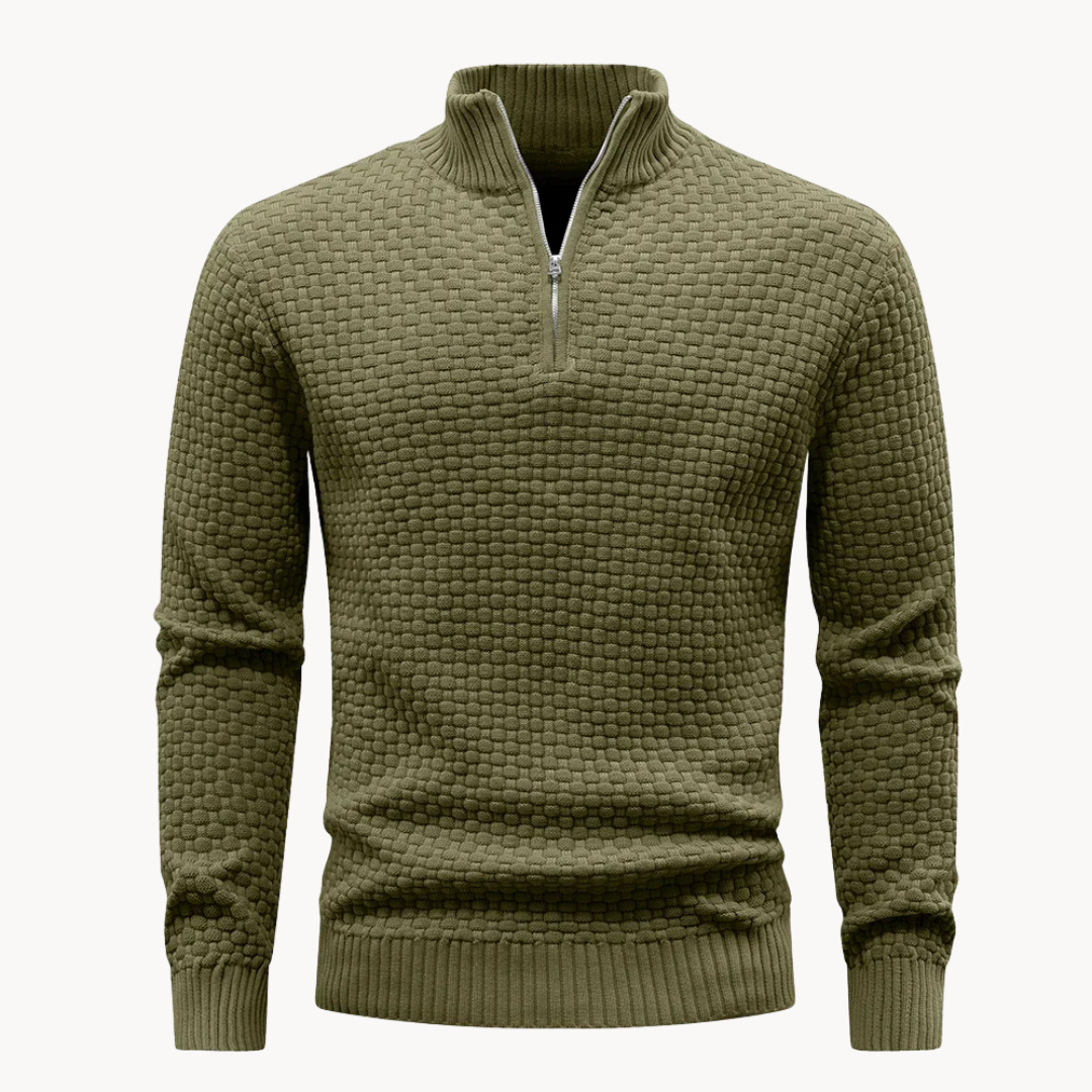 Men's Quarter Zip Sweater - Knit Casual Layering Top