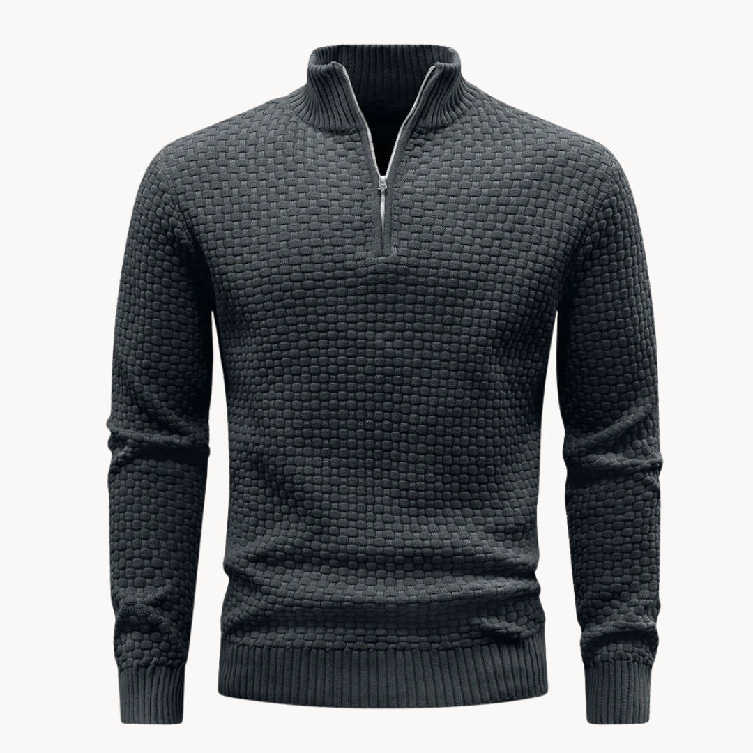Men's Quarter Zip Sweater - Knit Casual Layering Top