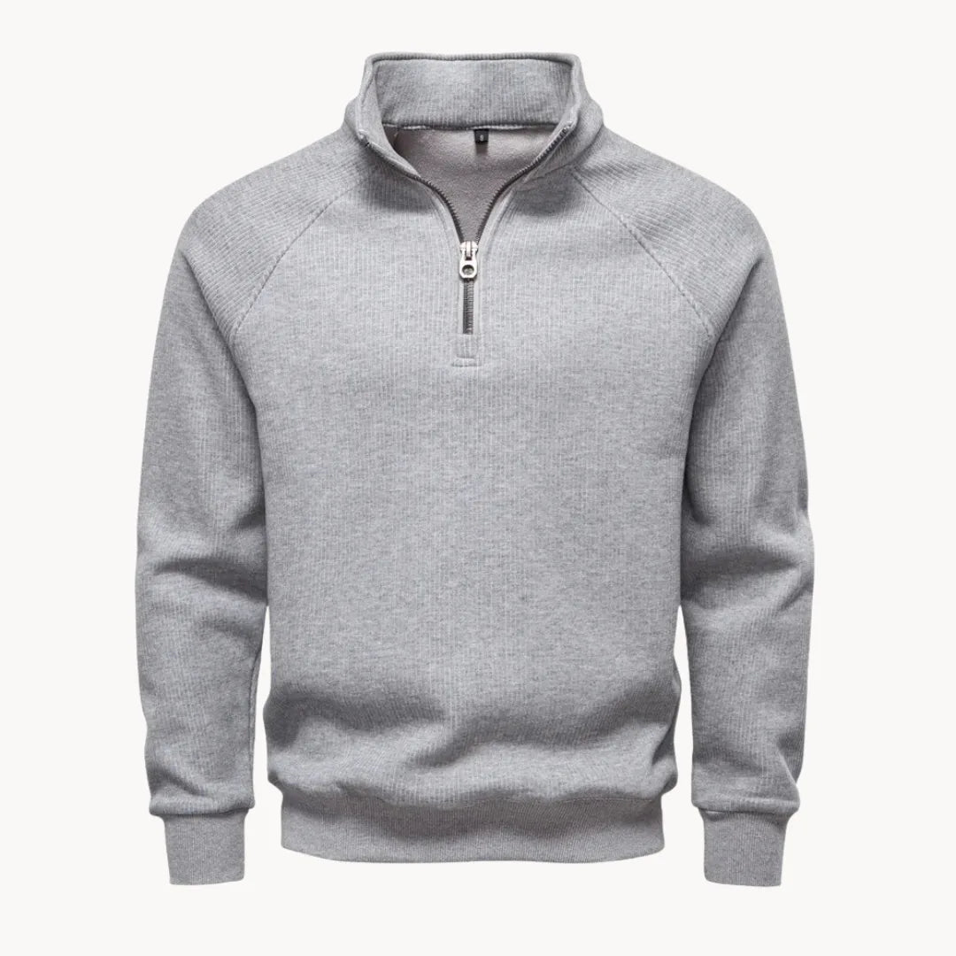Men's Quarter Zip Sweater with Stand-Up Collar