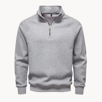 Men's Quarter Zip Sweater with Stand-Up Collar