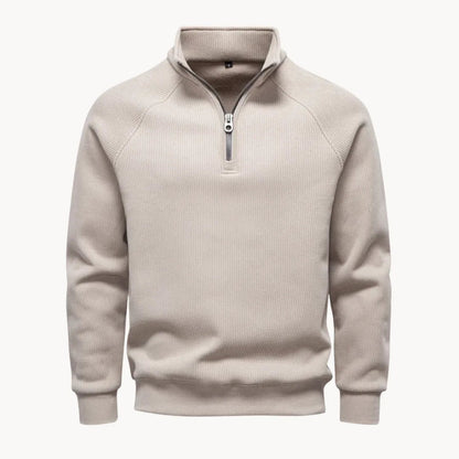 Men's Quarter Zip Sweater with Stand-Up Collar