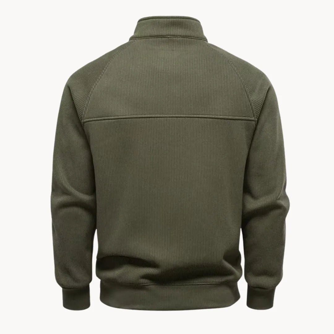 Men's Quarter Zip Sweater with Stand-Up Collar