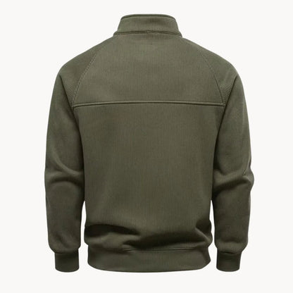 Men's Quarter Zip Sweater with Stand-Up Collar