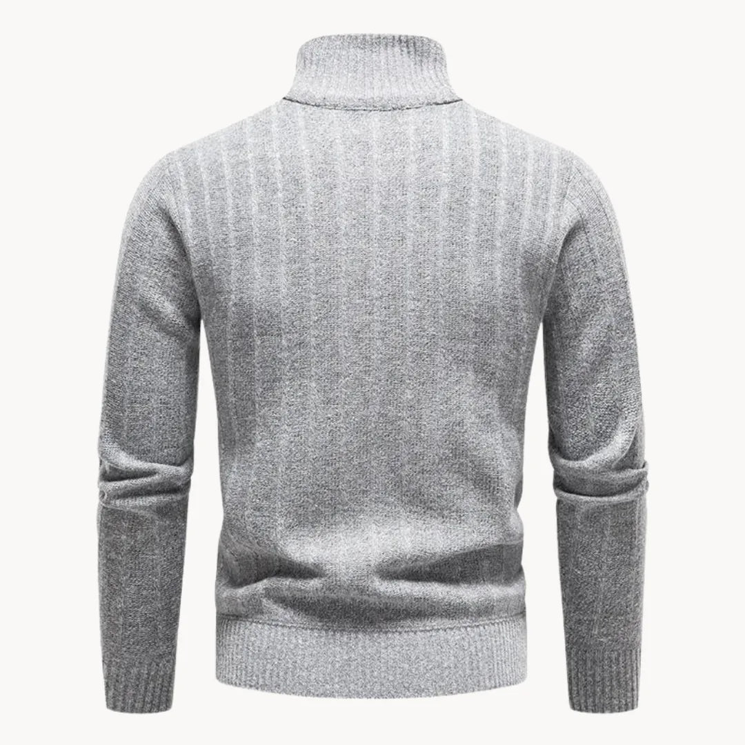 Men's Quarter Zip Sweater with Stand-Up Collar