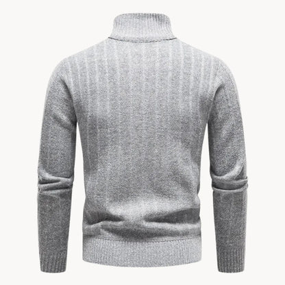 Men's Quarter Zip Sweater with Stand-Up Collar