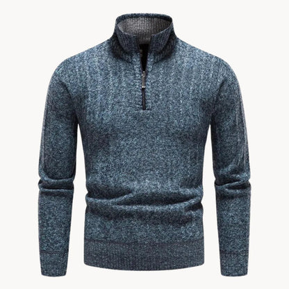 Men's Quarter Zip Sweater with Stand-Up Collar