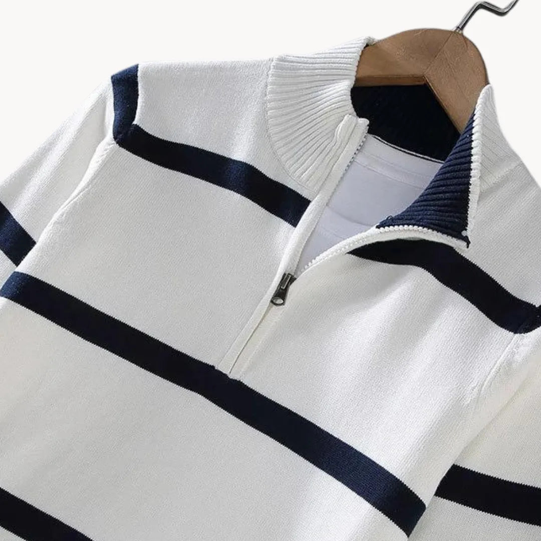 Men's Quarter-Zip Sweater with Stand-Up Collar