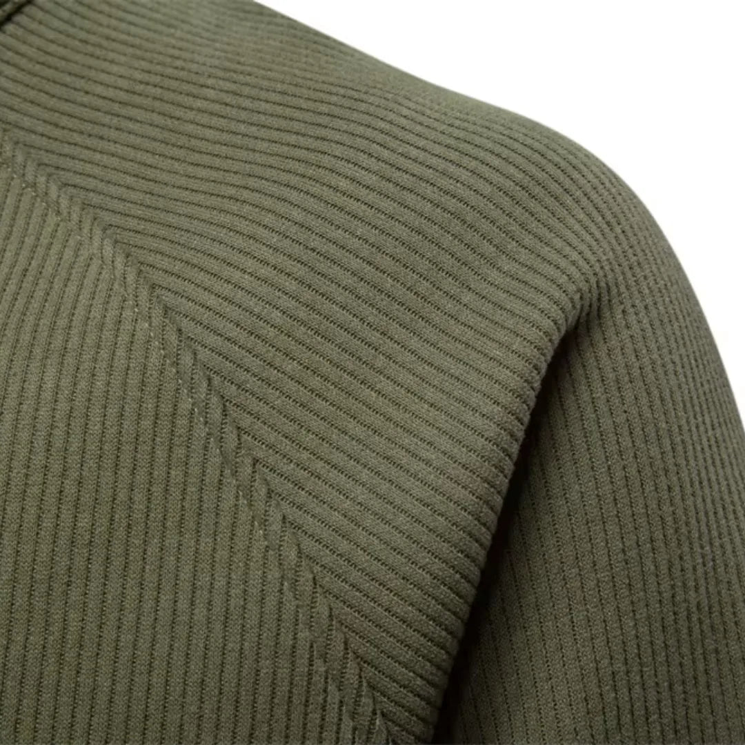 Men's Quarter Zip Sweater with Stand-Up Collar