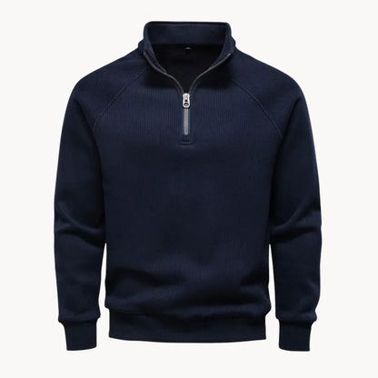 Men's Quarter Zip Sweater with Stand-Up Collar