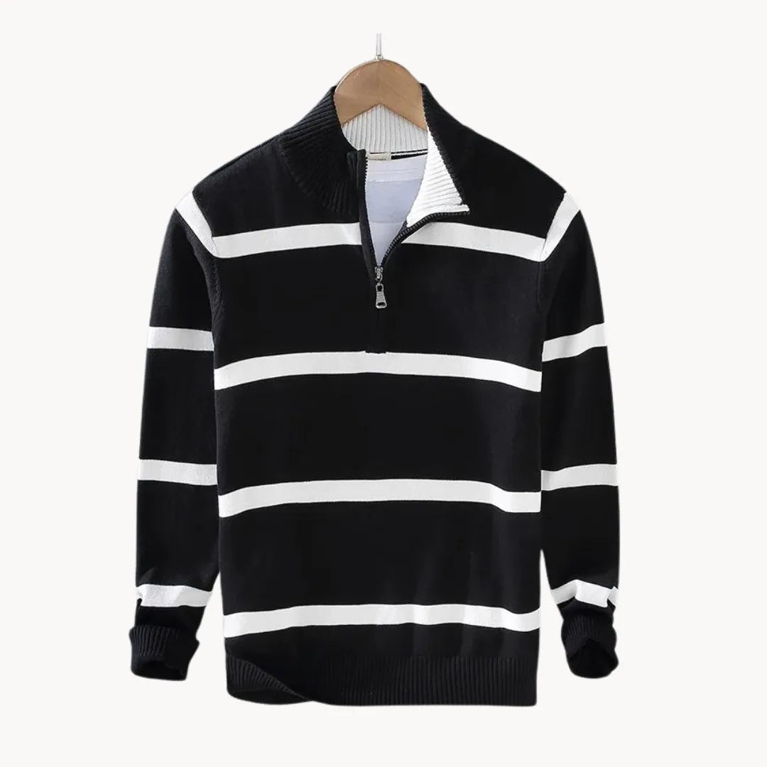 Men's Quarter-Zip Sweater with Stand-Up Collar