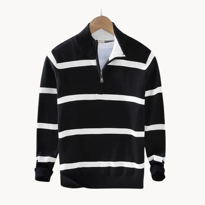 Men's Quarter-Zip Sweater with Stand-Up Collar