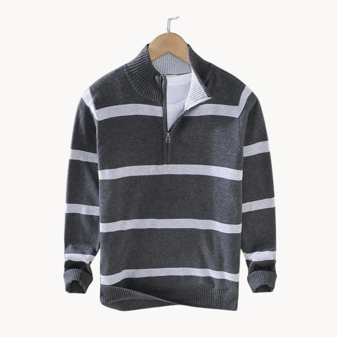 Men's Quarter-Zip Sweater with Stand-Up Collar